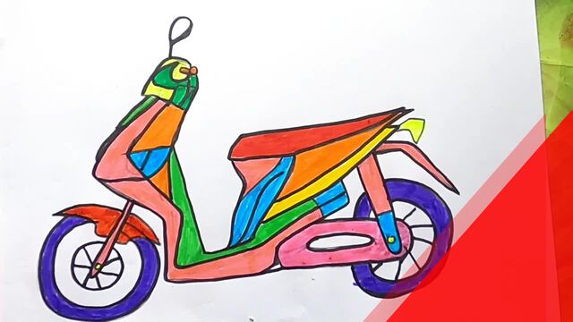 Vẽ xe máy thể thao đơn giản và tô màu cho bé  Dạy bé vẽ  bé tô màu   Mainan Motor Halaman Mewarnai  YouTube
