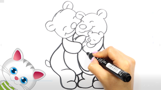 Vẽ gia đình Gấu màu sắc -...