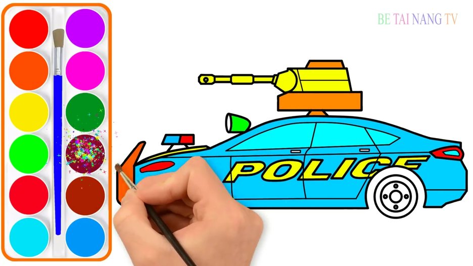 Vẽ Xe Cảnh Sát | Dạy Bé Tô Màu | | Police Car Drawing And Coloring For  Kid5C80Ea85Ae121.Mp4