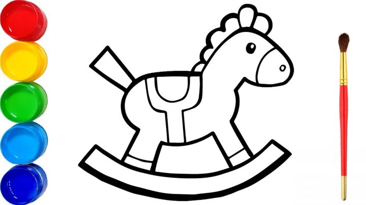 Vẽ Và Tô Màu Ngựa Bập Bênh _ Bé Học Tô Màu _ Glitter Rocking Horse Coloring  Pages For Kids | Vẽ Cho Bé Bibi