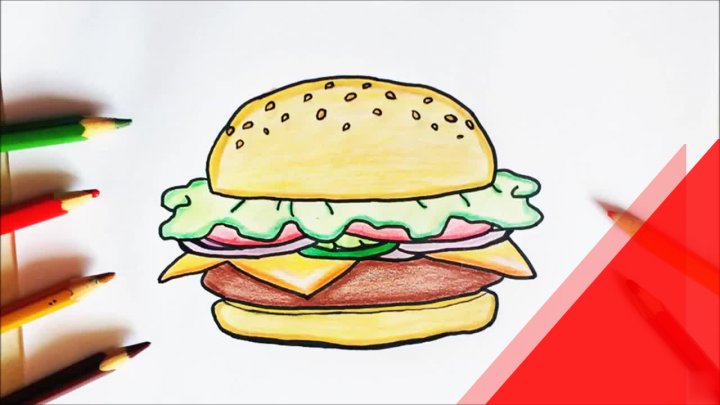 Dạy Bé Vẽ Bánh Hamburger - Thích Vẽ