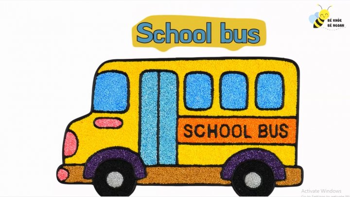 Cùng Bé Vẽ Tranh Cát Xe Bus Chở Học Sinh Đi Học - Bé Khỏe Bé Ngoan