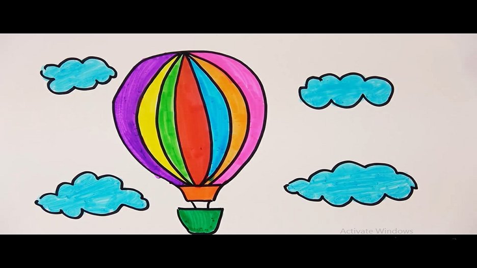 Cách Vẽ Khinh Khí Cầu Trong Mây Xanh - Tô Màu Khinh Khí Cầu. Màu Sắc Nghệ  Thuật Cho Trẻ Em