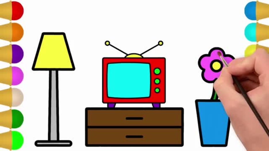 Tô Màu Tivi Kiểu Cổ Coloring Grandpa'S Old Tv For Kids Coloring Pages For  Children